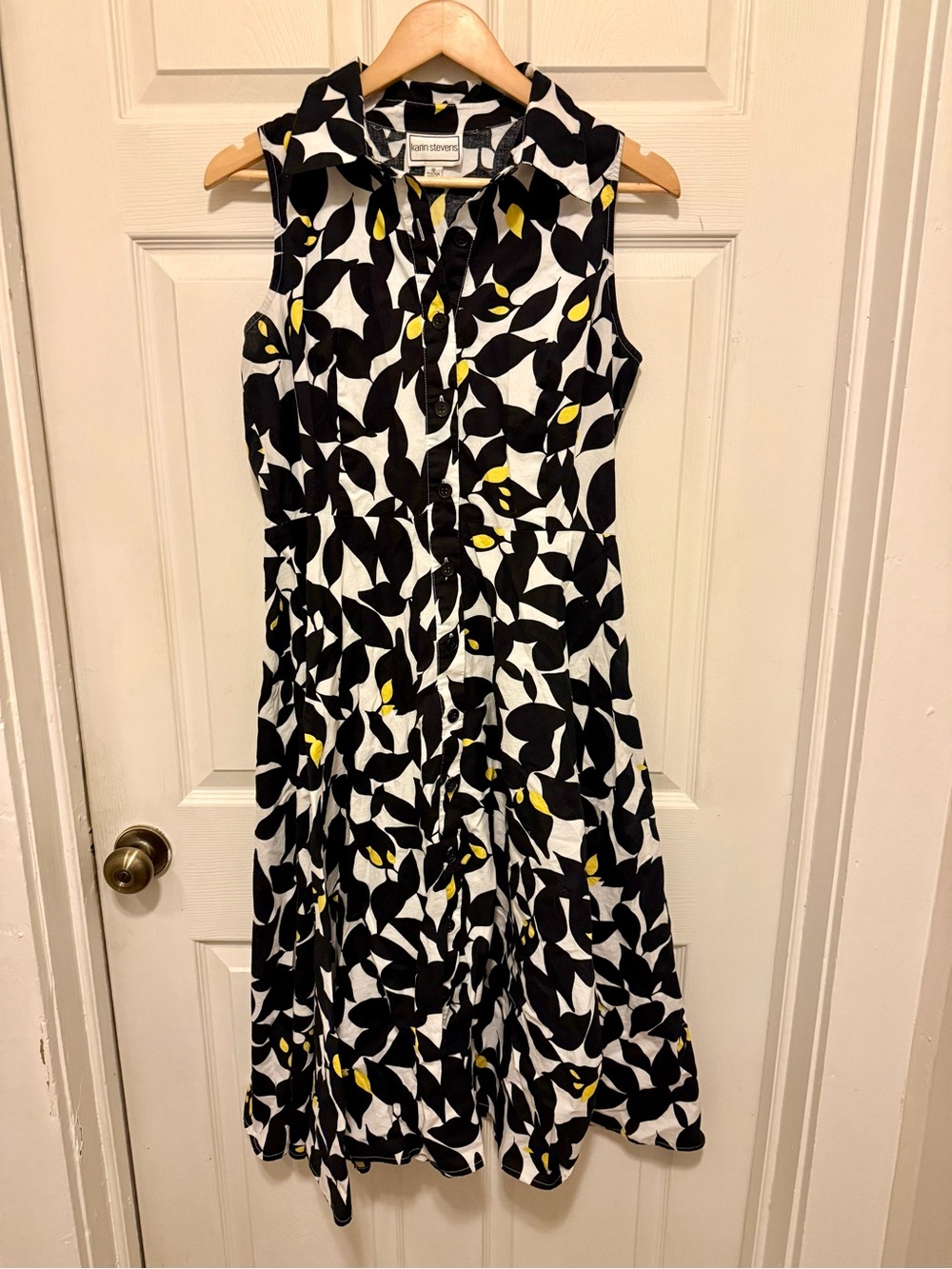 Retro Sleeveless Printed Shirt Dress